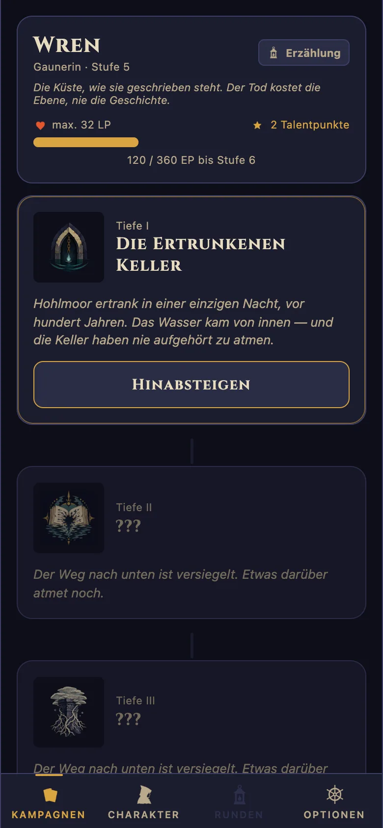 Eine Tiefe, Ebene für Ebene