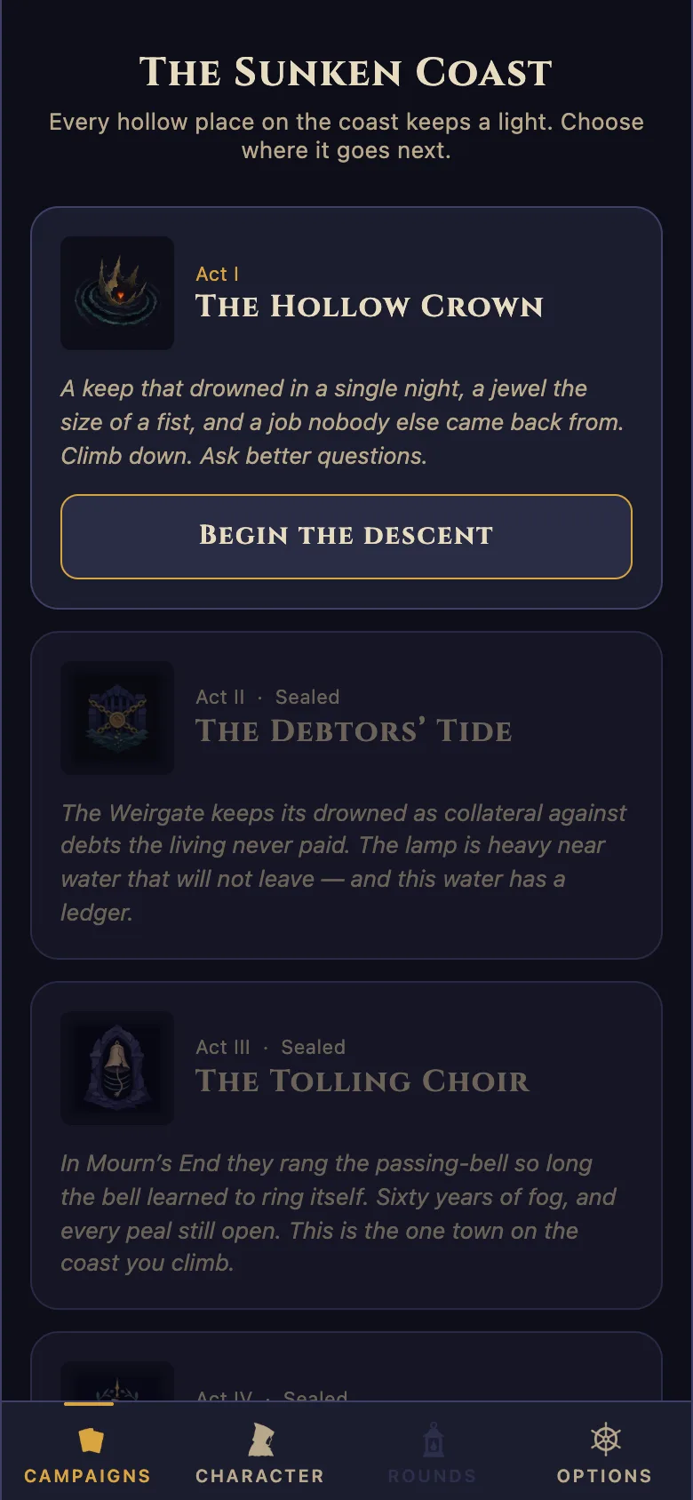 The chart room — five acts and the Rounds